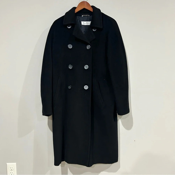 Max Mara Madame Icon Coat US Size 10 Virgin Wool Cashmere Black EUC - Picture 1 of 9